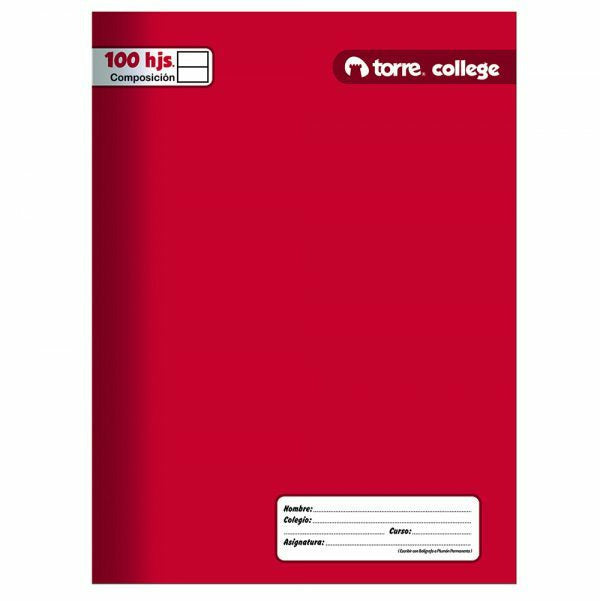 Cuaderno college torre liso composicion rojo 100hj