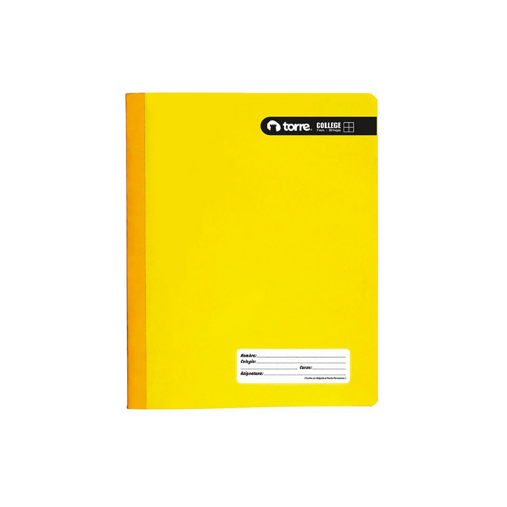 Cuaderno college torre color360 7mm 100hj amarillo