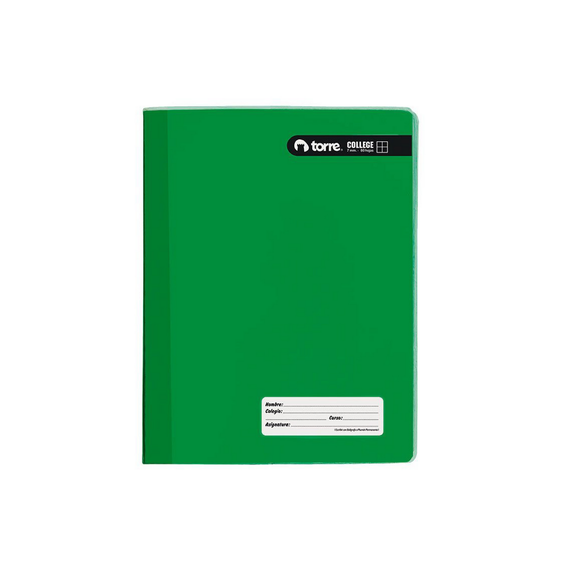 Cuaderno college torre color360 7mm 100hj verde